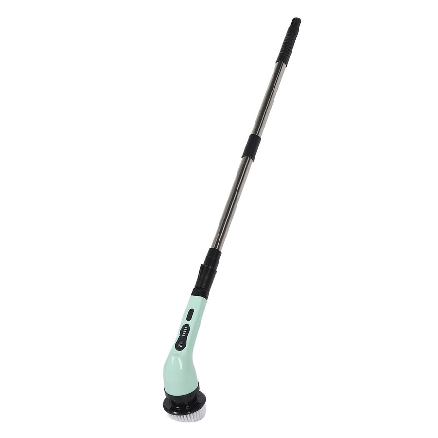 Electric Handheld Brush Adjustable Extension Handle Powerful Highly Efficient Labor Saving Electric Spin Scrubber for Bathroom Kitchen 9 Heads Green