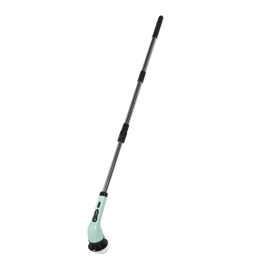 Electric Handheld Brush Adjustable Extension Handle Powerful Highly Efficient Labor Saving Electric Spin Scrubber for Bathroom Kitchen 9 Heads Green
