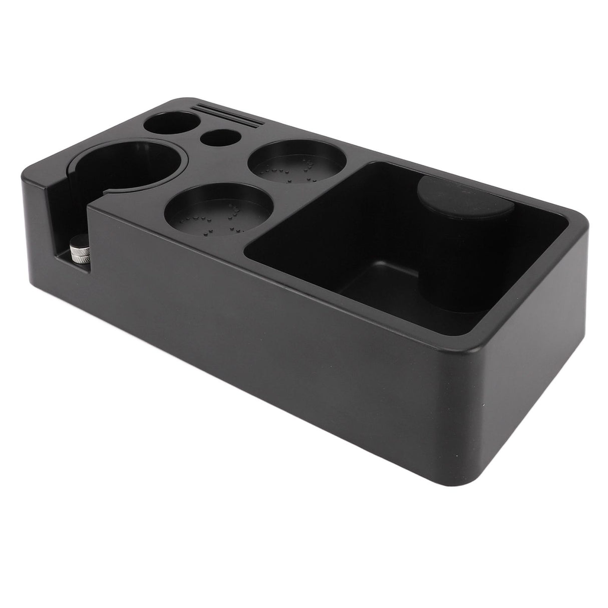 Coffee Tamping Station ABS Modern Multifunctional Coffee Filter Tamper Holder Portafilter Stand for Home Kitchen Cafe Bar Black