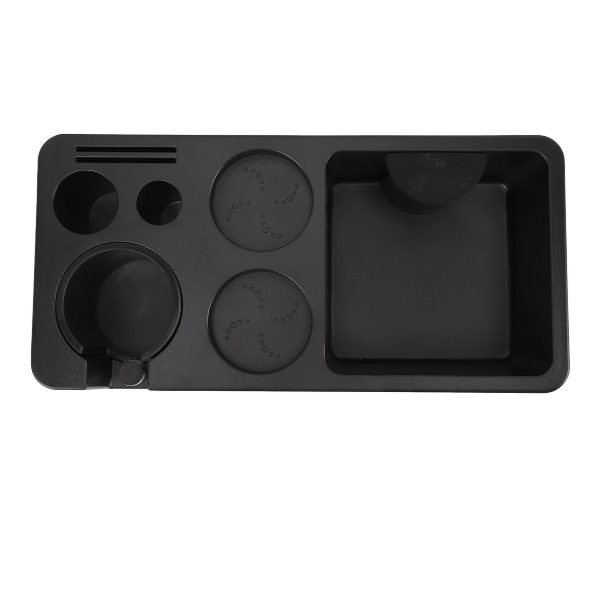 Coffee Tamping Station ABS Modern Multifunctional Coffee Filter Tamper Holder Portafilter Stand for Home Kitchen Cafe Bar Black