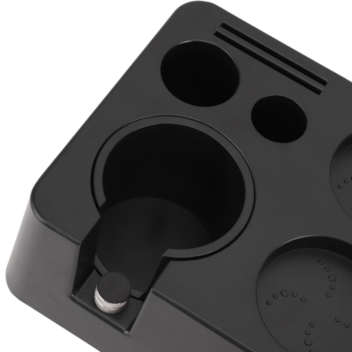 Coffee Tamping Station ABS Modern Multifunctional Coffee Filter Tamper Holder Portafilter Stand for Home Kitchen Cafe Bar Black