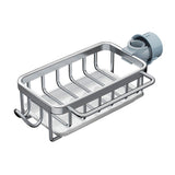Kitchen Faucet Organizer Multifunctional Rustproof Sponge Dish Soap Brush Sink Caddy Holder with Drip Tray Silver