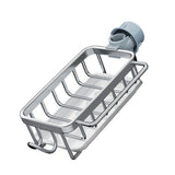 Kitchen Faucet Organizer Multifunctional Rustproof Sponge Dish Soap Brush Sink Caddy Holder with Drip Tray Silver - Front View