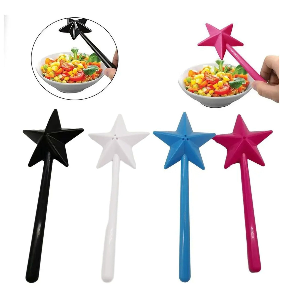 Salt and Pepper Shaker Wand ABS 3 Holes Refillable Spice Tool Seasoning Shaker Wand for Halloween Christmas Kitchen Accessories Blue