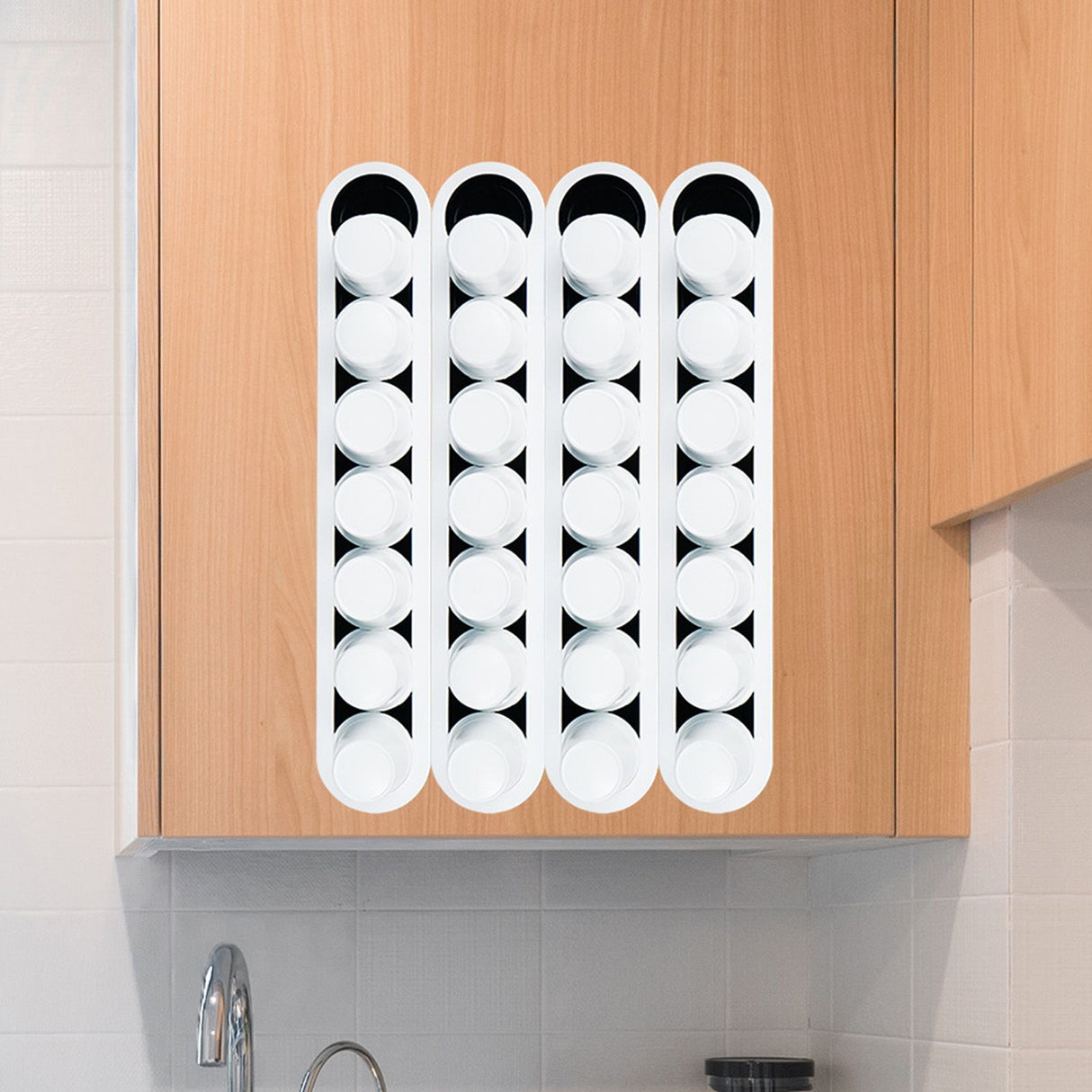 Wall Mount Coffee Capsule Holder Punch Free Black Acrylic Coffee Pod Wall Organizer for 7 Coffee Pods