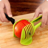 Tomato Slicing Holder ABS Multipurpose Handheld Round Fruit Tong Onion Holder Kitchen Cutting Aid Gadgets Tool for Lemon Egg Vegetables - Low Angle