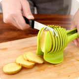 Tomato Slicing Holder ABS Multipurpose Handheld Round Fruit Tong Onion Holder Kitchen Cutting Aid Gadgets Tool for Lemon Egg Vegetables - Extra Image