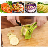 Tomato Slicing Holder ABS Multipurpose Handheld Round Fruit Tong Onion Holder Kitchen Cutting Aid Gadgets Tool for Lemon Egg Vegetables - Extra Image