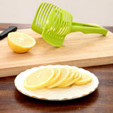 Tomato Slicing Holder ABS Multipurpose Handheld Round Fruit Tong Onion Holder Kitchen Cutting Aid Gadgets Tool for Lemon Egg Vegetables - Extra Image