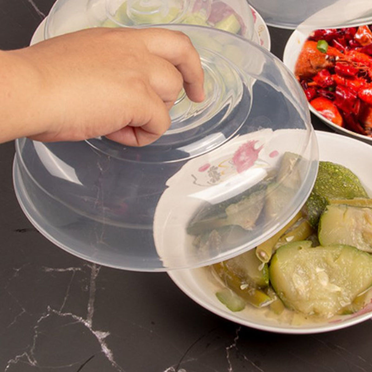 Microwave Safe Cover Dish Lid Plate Lid for Heating Food Heat Resistant Vegetable Cover Hot Food Cover L Size
