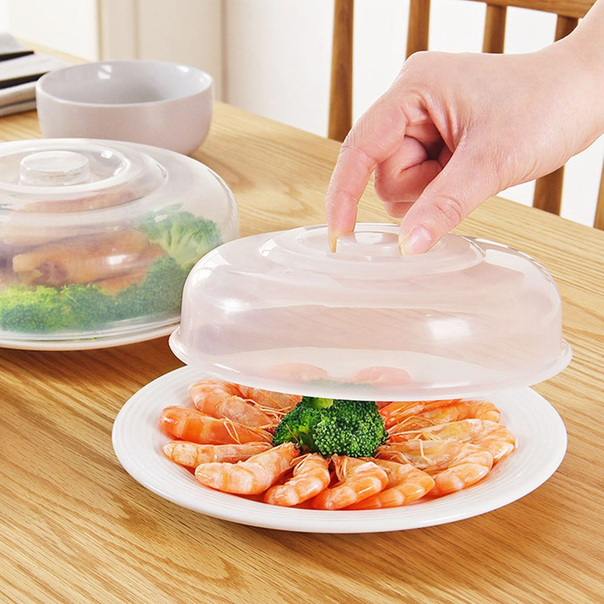 Microwave Safe Cover Dish Lid Plate Lid for Heating Food Heat Resistant Vegetable Cover Hot Food Cover L Size