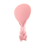 Bunny Shape Standable Rice Scooper Nonstick Rabbit Rice Paddle Rice Spoon Stand Up Serving Rice Shovel Pink - Front View