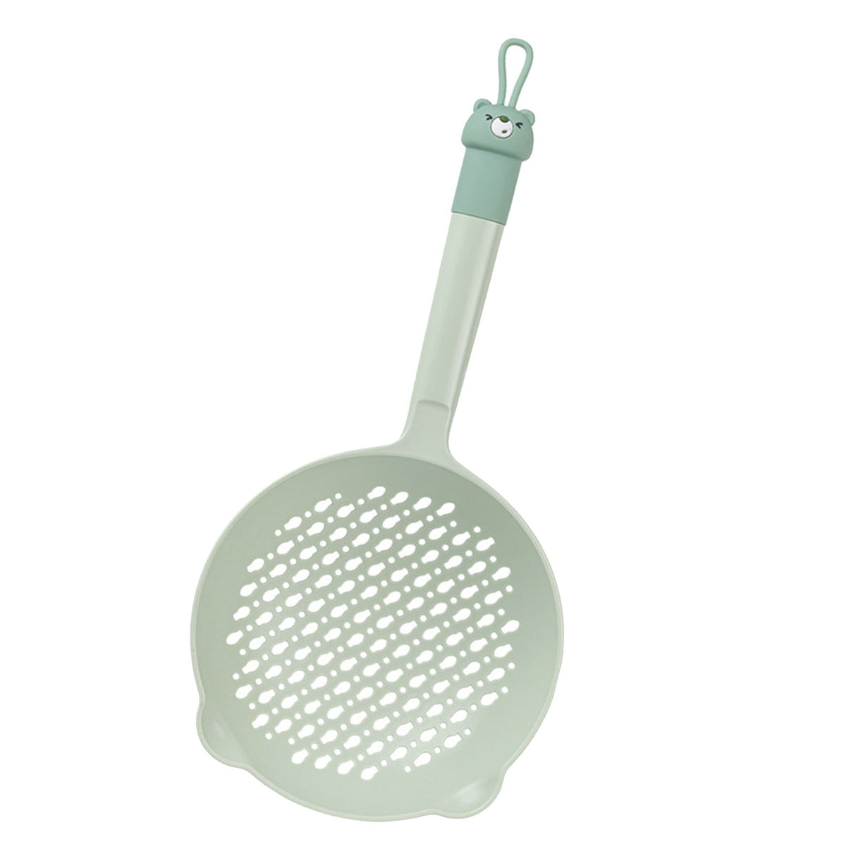 Ladle Fine Mesh Strainer Durable Nylon PVC Handle Heat Resistant Large Capacity Versatile Spoon Ladle for Kitchen Green