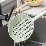 Ladle Fine Mesh Strainer Durable Nylon PVC Handle Heat Resistant Large Capacity Versatile Spoon Ladle for Kitchen Green