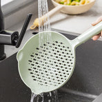 Ladle Fine Mesh Strainer Durable Nylon PVC Handle Heat Resistant Large Capacity Versatile Spoon Ladle for Kitchen Green