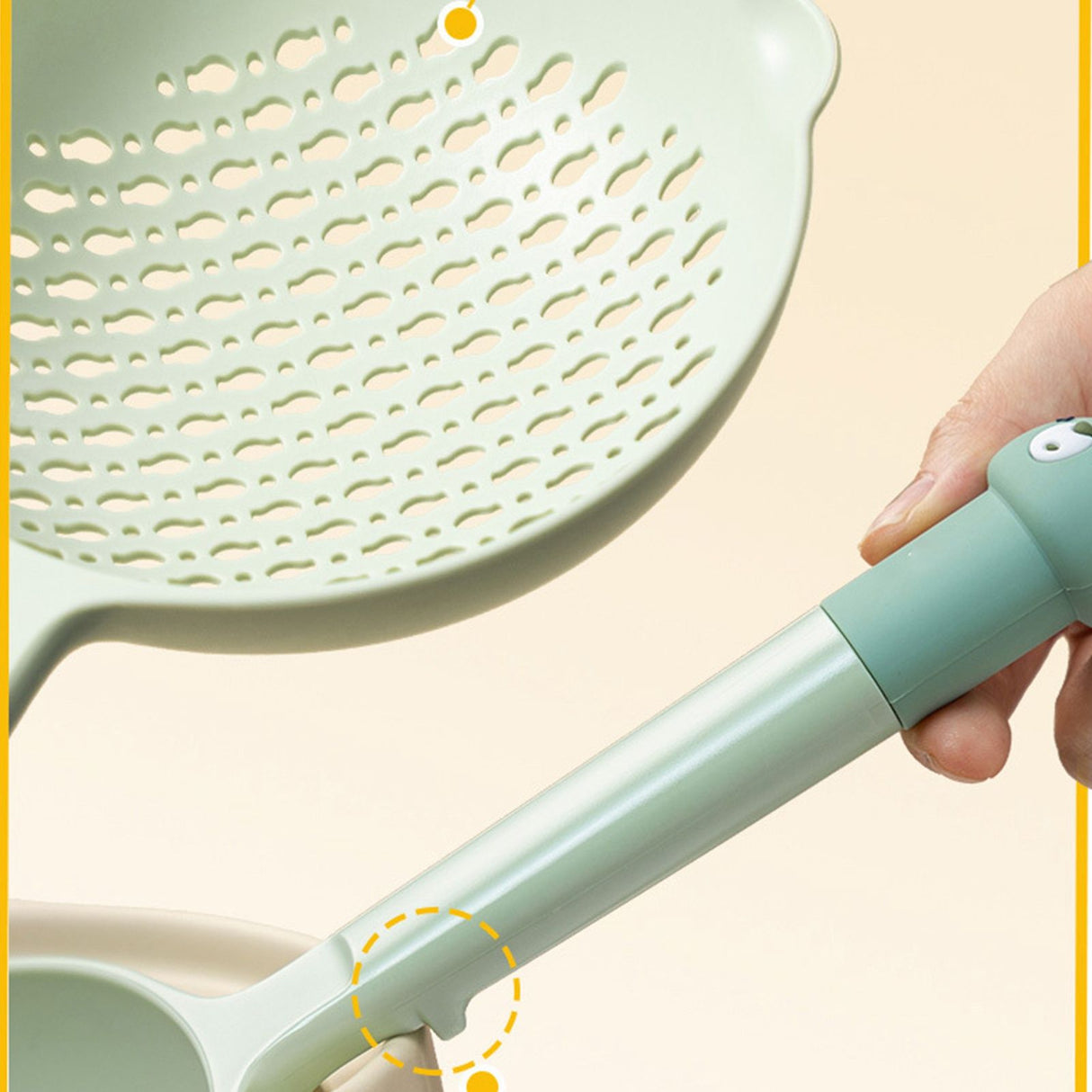 Ladle Fine Mesh Strainer Durable Nylon PVC Handle Heat Resistant Large Capacity Versatile Spoon Ladle for Kitchen Green