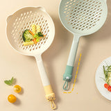 Ladle Fine Mesh Strainer Durable Nylon PVC Handle Heat Resistant Large Capacity Versatile Spoon Ladle for Kitchen Green - Extra Image