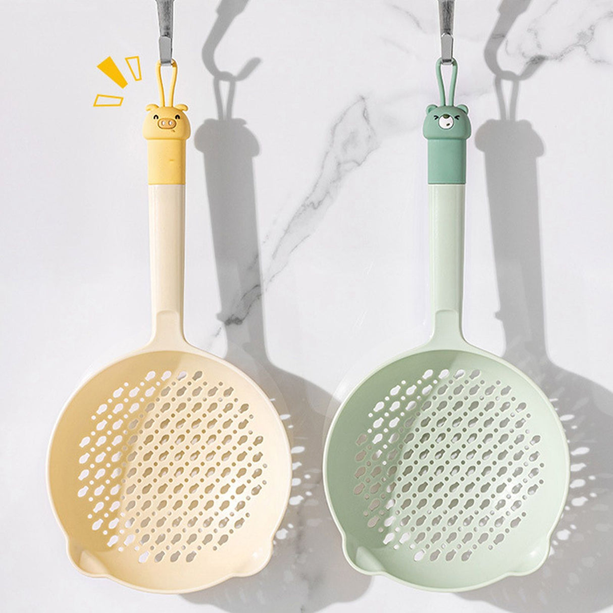 Ladle Fine Mesh Strainer Durable Nylon PVC Handle Heat Resistant Large Capacity Versatile Spoon Ladle for Kitchen Green