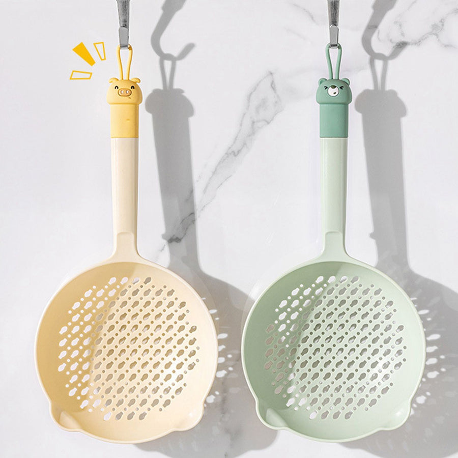 Ladle Fine Mesh Strainer Durable Nylon PVC Handle Heat Resistant Large Capacity Versatile Spoon Ladle for Kitchen Green