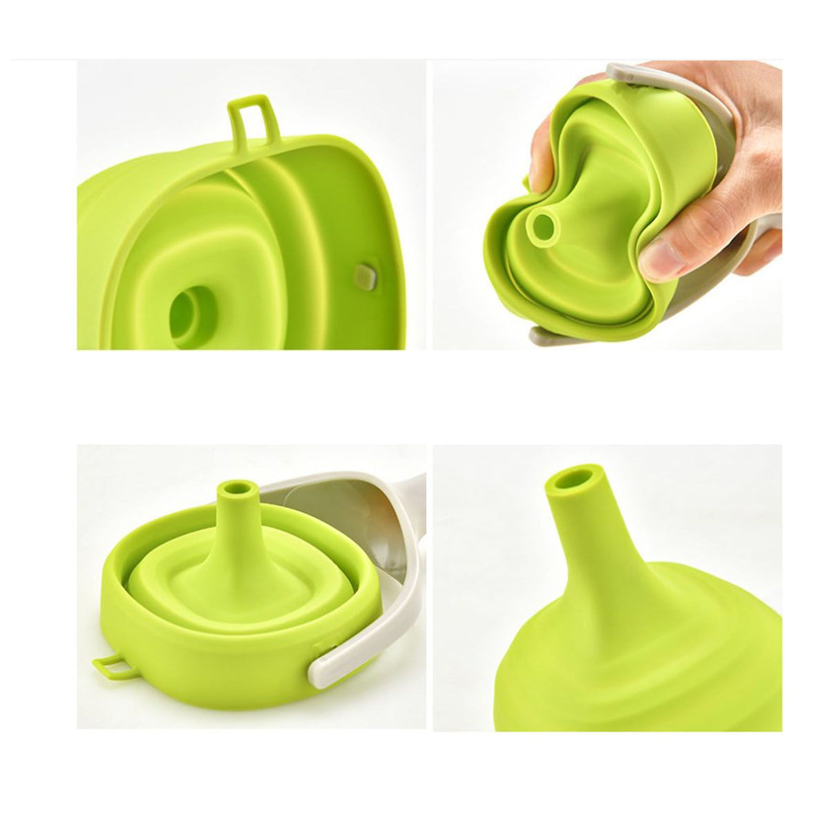 Kitchen Funnel Foldable Silicone Funnel Dispenser 4.1in Wide Mouth Handheld Funnel for Oil Wine