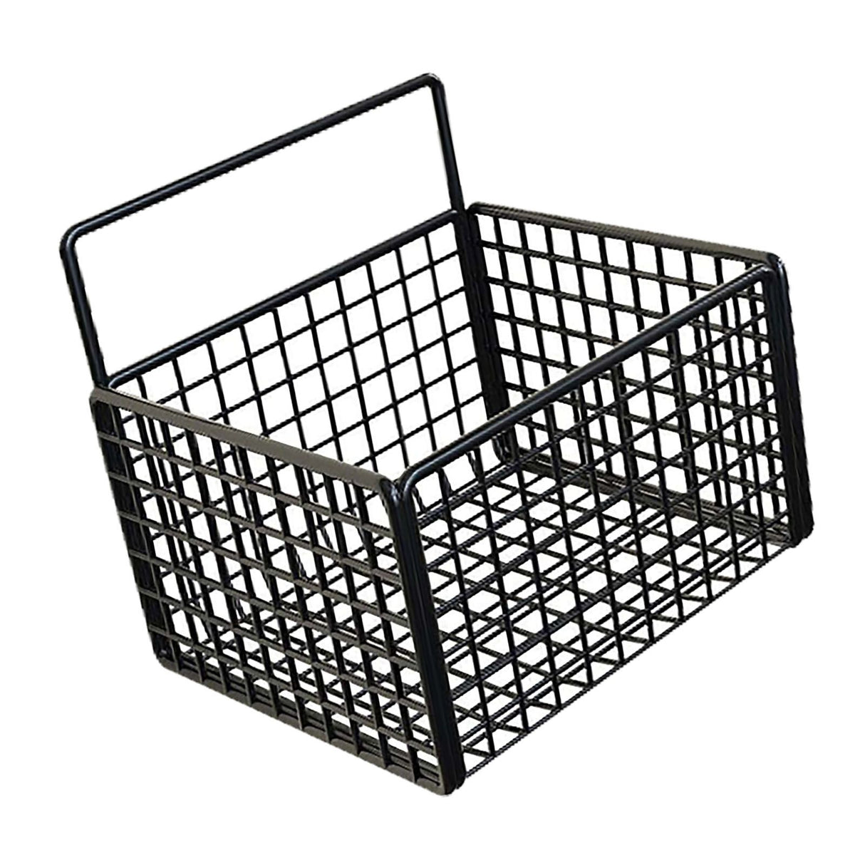 Wall Mounted Storage Basket No Drilling Adhesive Metal Wire Hanging Basket for Kitchen Food Pantry Bathroom Organization Black