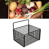 Wall Mounted Storage Basket No Drilling Adhesive Metal Wire Hanging Basket for Kitchen Food Pantry Bathroom Organization Black - 45-Degree Angle