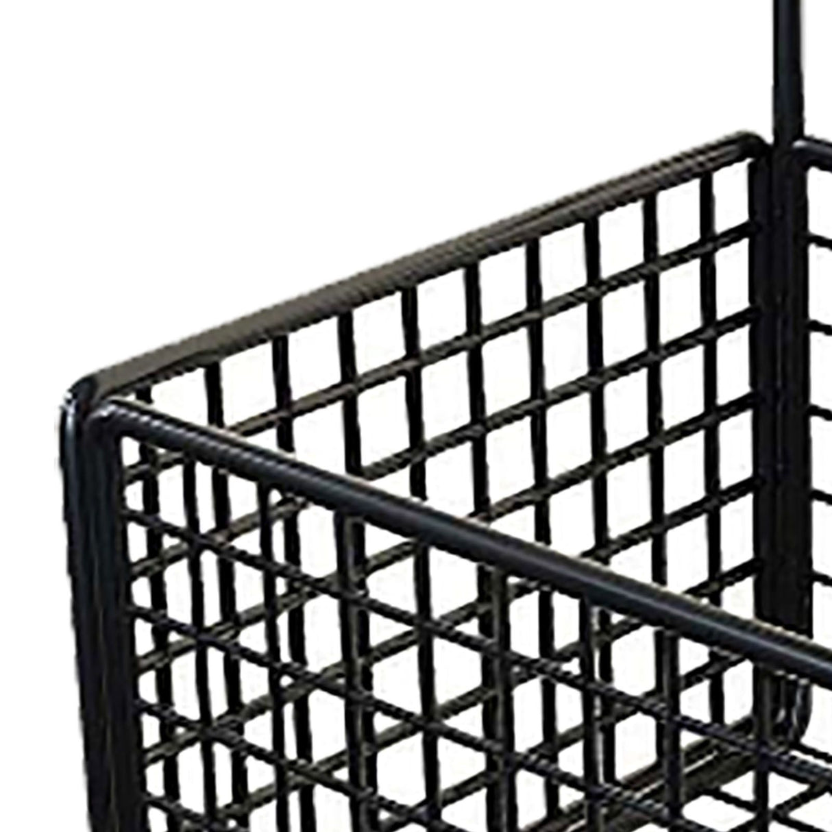 Wall Mounted Storage Basket No Drilling Adhesive Metal Wire Hanging Basket for Kitchen Food Pantry Bathroom Organization Black