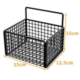 Wall Mounted Storage Basket No Drilling Adhesive Metal Wire Hanging Basket for Kitchen Food Pantry Bathroom Organization Black