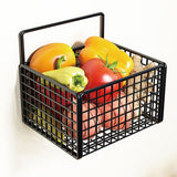 Wall Mounted Storage Basket No Drilling Adhesive Metal Wire Hanging Basket for Kitchen Food Pantry Bathroom Organization Black - Extra Image