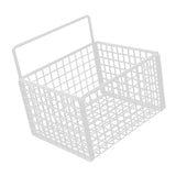 Wall Mounted Storage Basket No Drilling Adhesive Metal Wire Hanging Basket for Kitchen Food Pantry Bathroom Organization White - Front View