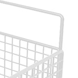 Wall Mounted Storage Basket No Drilling Adhesive Metal Wire Hanging Basket for Kitchen Food Pantry Bathroom Organization White