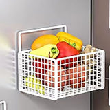 Wall Mounted Storage Basket No Drilling Adhesive Metal Wire Hanging Basket for Kitchen Food Pantry Bathroom Organization White - Extra Image
