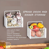 Wall Mounted Storage Basket No Drilling Adhesive Metal Wire Hanging Basket for Kitchen Food Pantry Bathroom Organization White - Extra Image