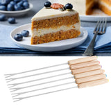 6pcs Stainless Steel Fondue Forks Cheese Fondue Sticks Smore Sticks with Wooden Handle Heat Resistant for Chocolate Cheese