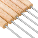 6pcs Stainless Steel Fondue Forks Cheese Fondue Sticks Smore Sticks with Wooden Handle Heat Resistant for Chocolate Cheese