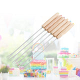 6pcs Stainless Steel Fondue Forks Cheese Fondue Sticks Smore Sticks with Wooden Handle Heat Resistant for Chocolate Cheese