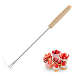 6pcs Stainless Steel Fondue Forks Cheese Fondue Sticks Smore Sticks with Wooden Handle Heat Resistant for Chocolate Cheese
