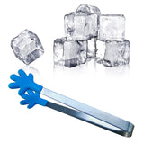 Hand Shape Small Tongs Silicone Tips Blue Stainless Steel Funny Heat Resistant Easy Clean Food Tongs for Ice Fruits - Rear View