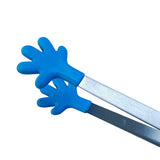 Hand Shape Small Tongs Silicone Tips Blue Stainless Steel Funny Heat Resistant Easy Clean Food Tongs for Ice Fruits - Extra Image
