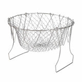 Stainless Steel Frying Basket Foldable Moderate Mesh Density Versatile Cooking Strainer Net for Kitchen