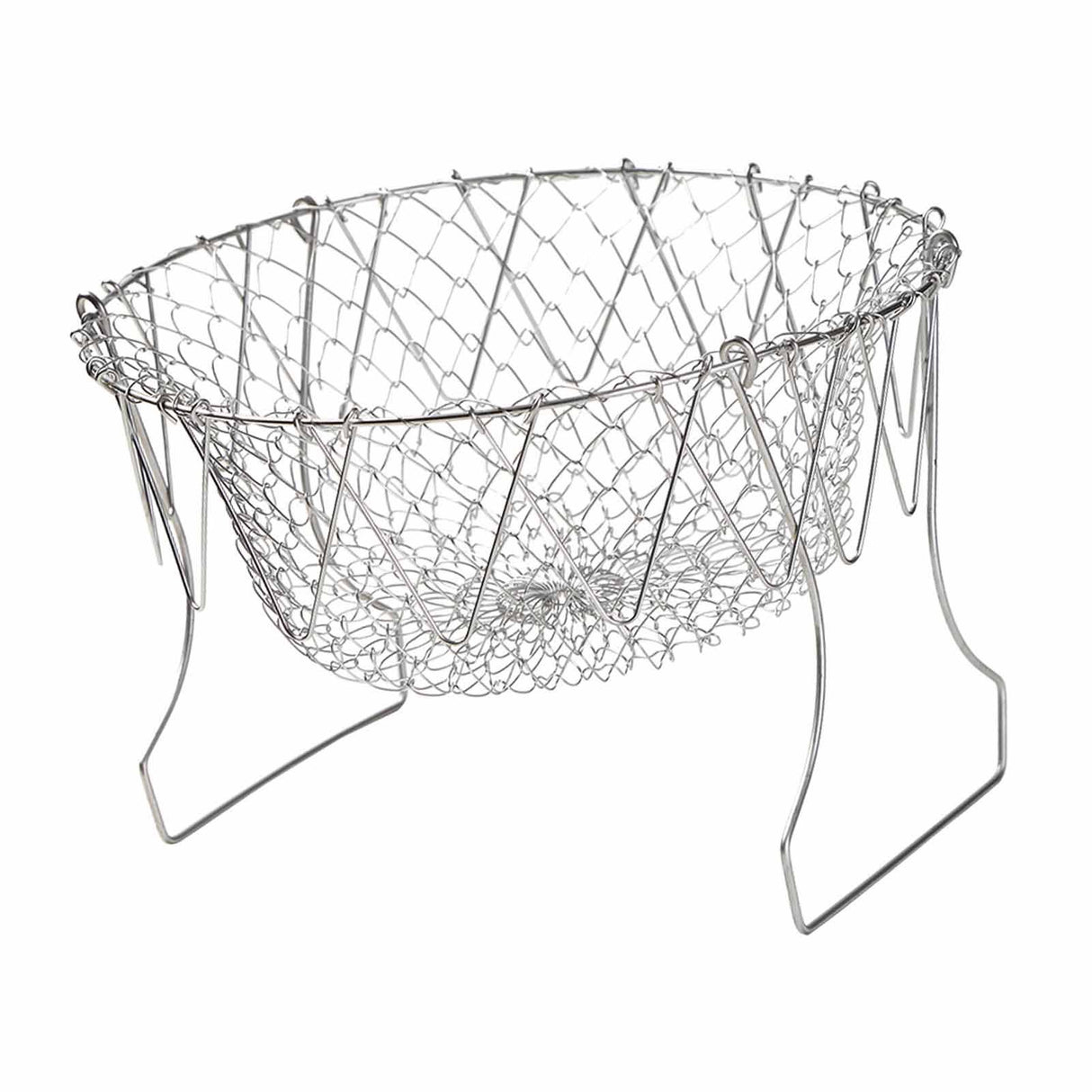 Stainless Steel Frying Basket Foldable Moderate Mesh Density Versatile Cooking Strainer Net for Kitchen