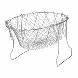 Stainless Steel Frying Basket Foldable Moderate Mesh Density Versatile Cooking Strainer Net for Kitchen