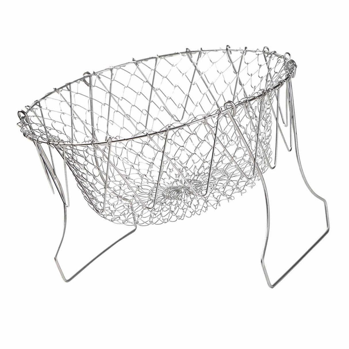 Stainless Steel Frying Basket Foldable Moderate Mesh Density Versatile Cooking Strainer Net for Kitchen
