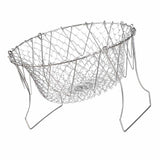 Stainless Steel Frying Basket Foldable Moderate Mesh Density Versatile Cooking Strainer Net for Kitchen
