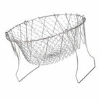 Stainless Steel Frying Basket Foldable Moderate Mesh Density Versatile Cooking Strainer Net for Kitchen
