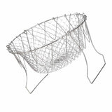 Stainless Steel Frying Basket Foldable Moderate Mesh Density Versatile Cooking Strainer Net for Kitchen