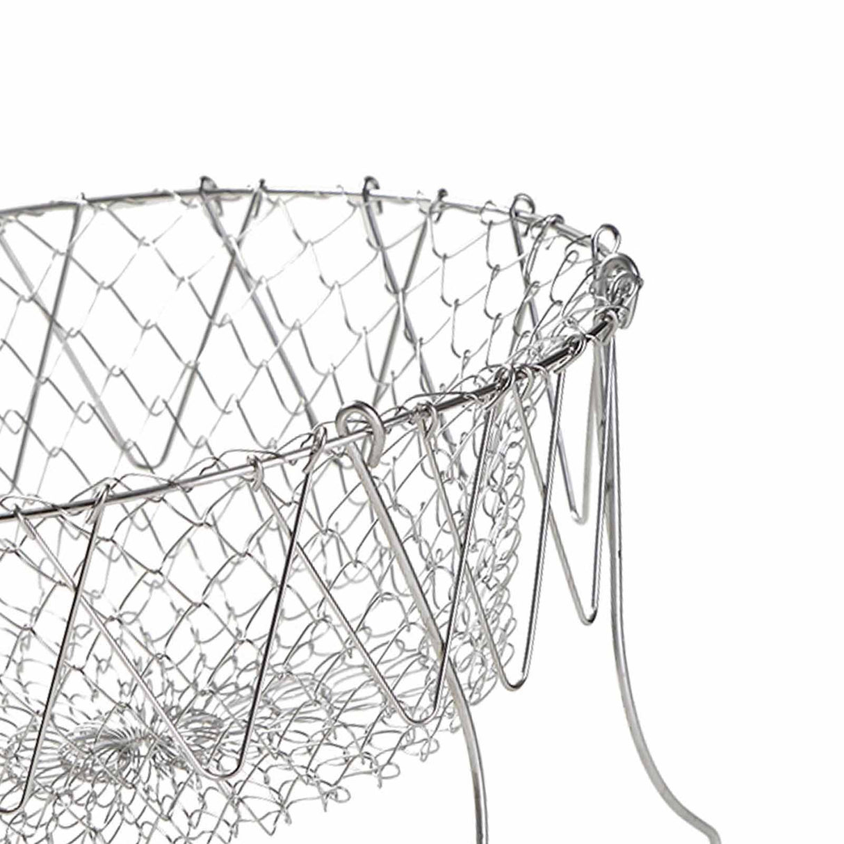 Stainless Steel Frying Basket Foldable Moderate Mesh Density Versatile Cooking Strainer Net for Kitchen