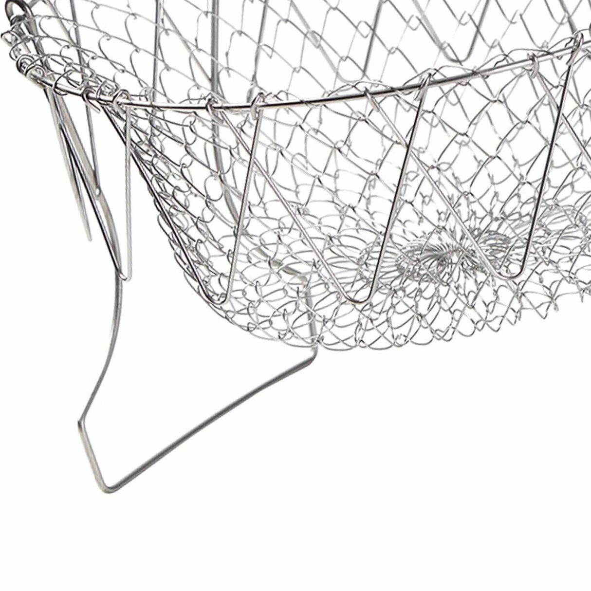Stainless Steel Frying Basket Foldable Moderate Mesh Density Versatile Cooking Strainer Net for Kitchen