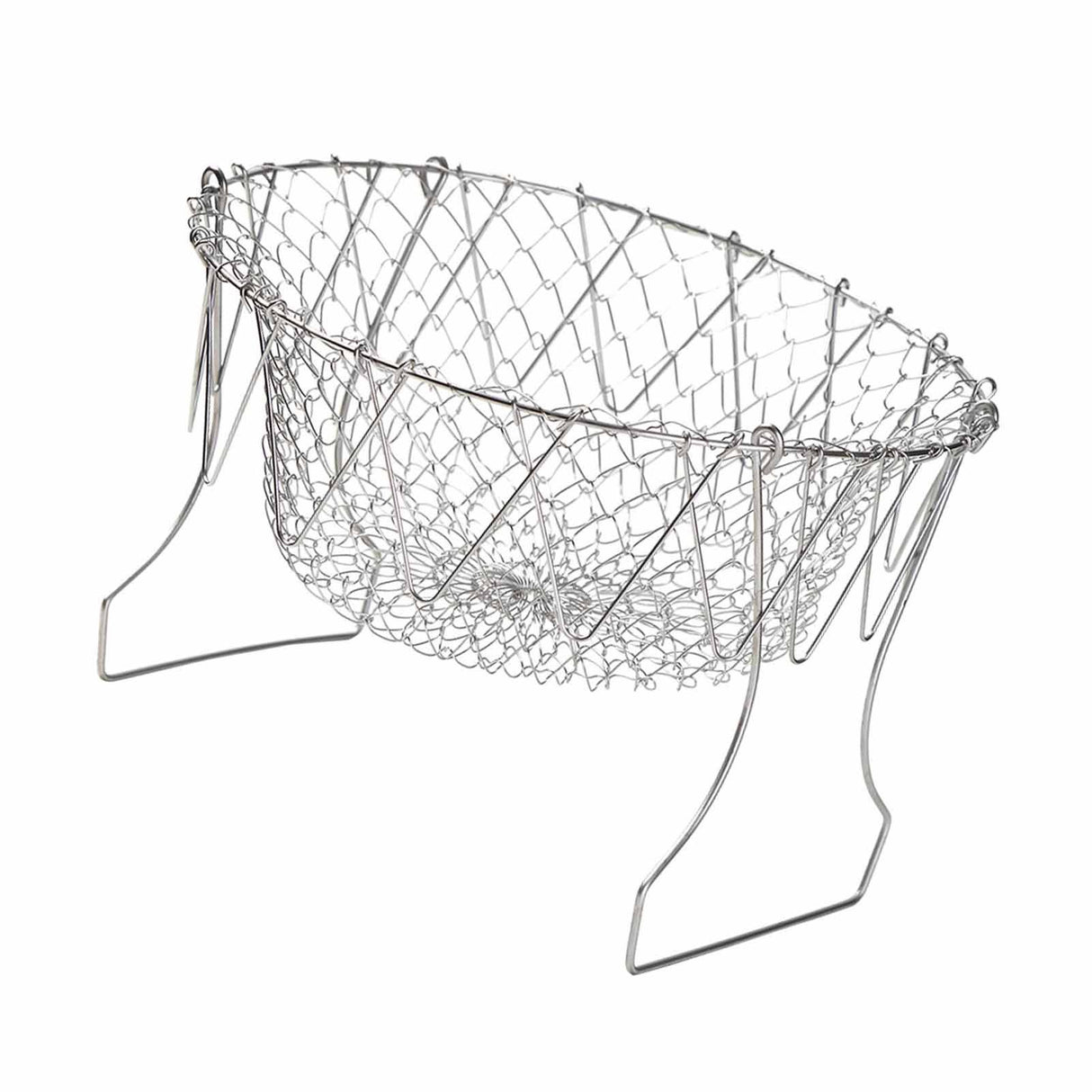 Stainless Steel Frying Basket Foldable Moderate Mesh Density Versatile Cooking Strainer Net for Kitchen