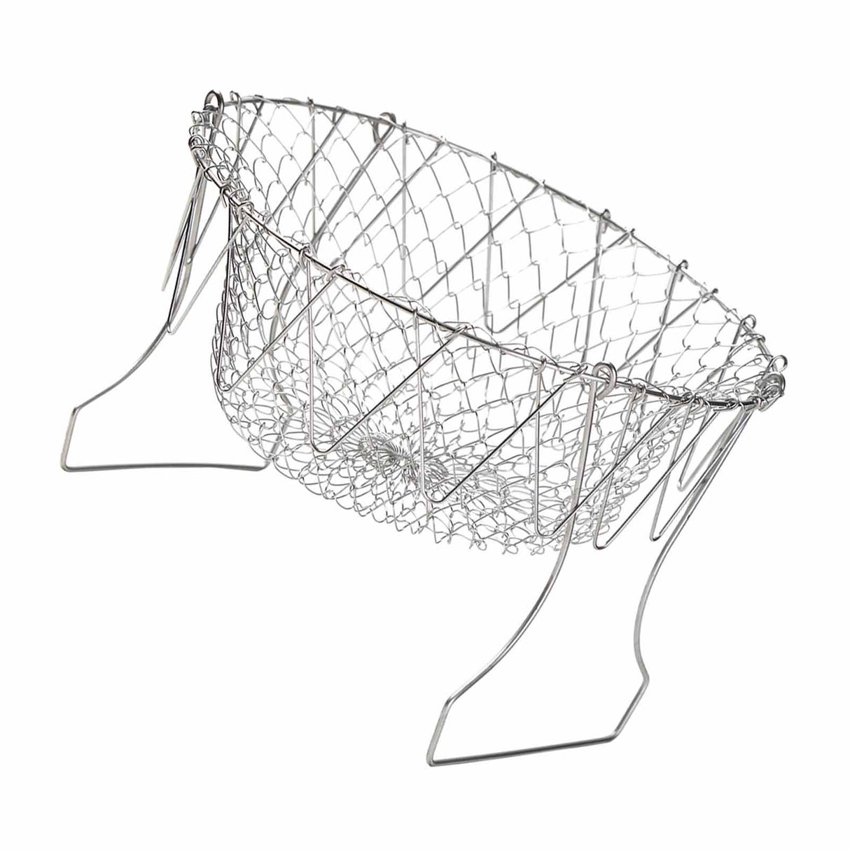 Stainless Steel Frying Basket Foldable Moderate Mesh Density Versatile Cooking Strainer Net for Kitchen